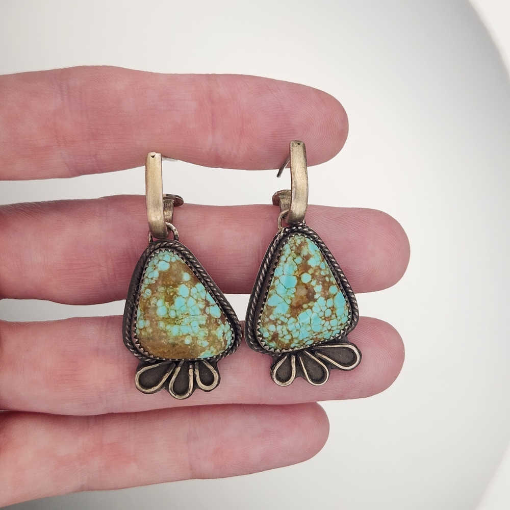 Number #8 Turquoise Sterling Silver earrings - Picture 4 of 6